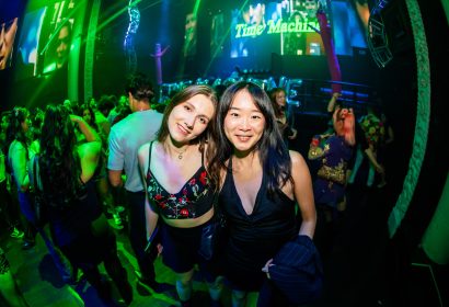 Guests posing at Time Machine at Avalon Hollywood in Hollywood, CA