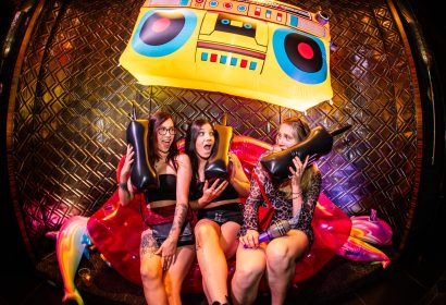 Guests posing at Time Machine at Avalon Hollywood in Hollywood, CA