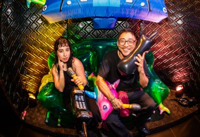 Guests posing at Time Machine at Avalon Hollywood in Hollywood, CA